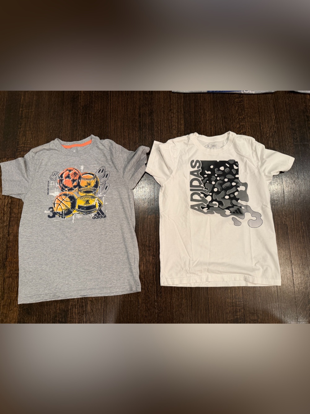 adidas Kids Short Sleeve Tees - Gray, White, Light Blue, Charcoal - Picture 2 of 4